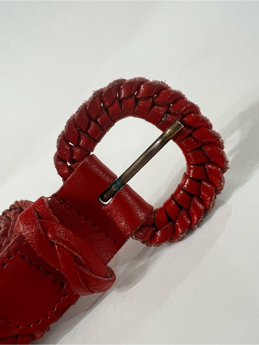 Genuine Leather Braided Belt Red Made in Argentina Western Boho - Picture 3 of 9